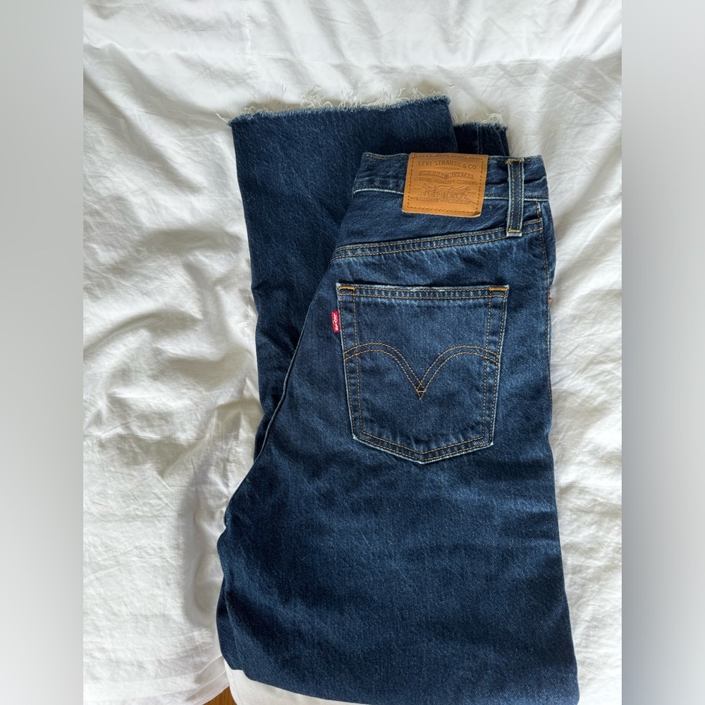 Levi’s ribcage dark wash denim